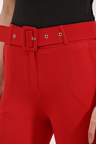 Bigdart 6649 İspanyol Paça Kemerli Pantolon - Kırmızı
