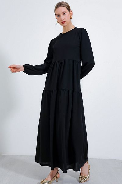 Bigdart Women's Black Long-Length Knitted Hijab Dress 2482