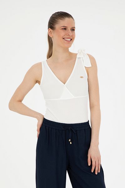 U.S. Polo Assn. Γυναικείο λευκό μπλουζάκι με λαιμόκοψη 50287560-VR013