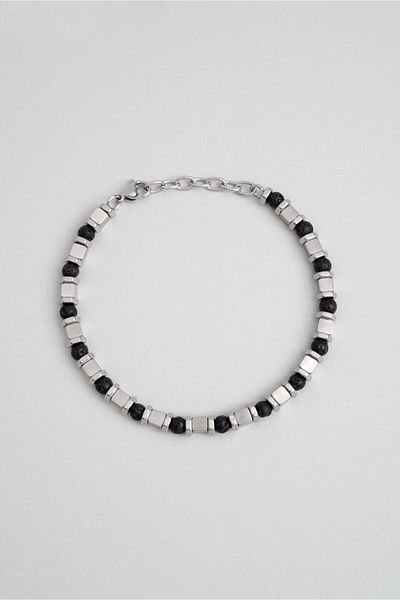 So CHIC... 21 cm Steel Men's Bracelet with Lava Stone