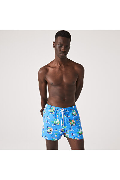 Lacoste Erkek Desenli Mavi Mayo Şort