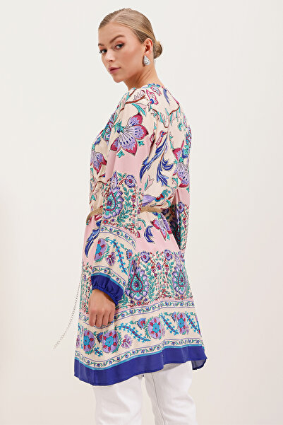 Bigdart 5902 Сукня з поясом з візерунком фіолетова