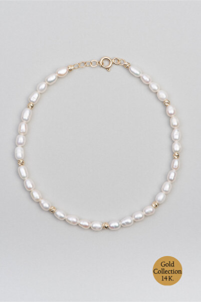 So CHIC... Doğal İnci Taşlı 14 Ayar Altın Bileklik