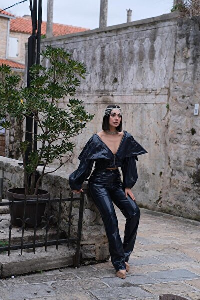 Rheme And Fons Özel Tasarım Couture El Işçiliği Hologram Yüksek Bel Kadın Pantolon