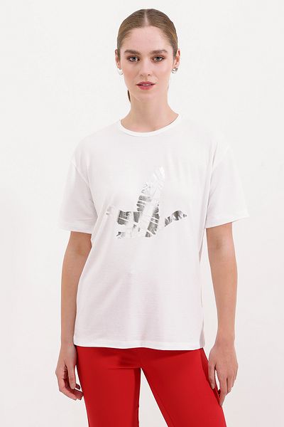 Bigdart 4317 Tricou imprimat cu decolteu - Argintiu