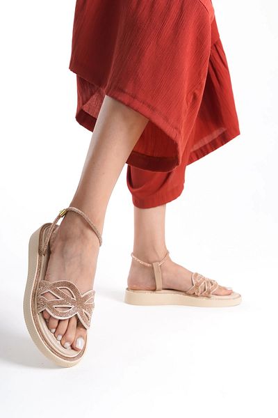 Moda Değirmeni Sandale de damă cu detalii Camollin Stone - piele