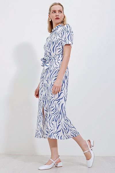 Bigdart 2213 Short Sleeve Viscose Dress - Blue