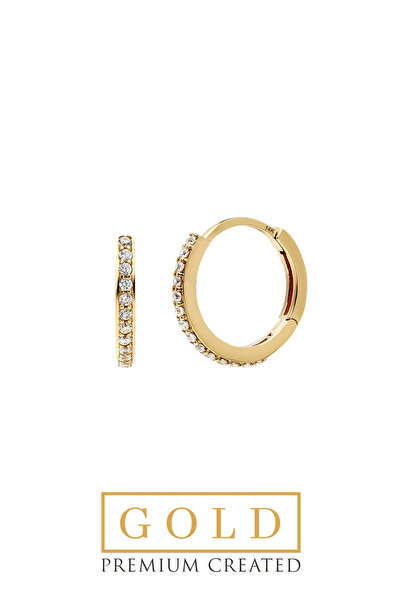 So CHIC... Sarı Altın Sertifikalı Premium Created Taşlı Halka Küpe