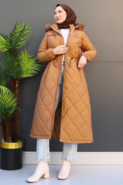 GİZ AGİYİM Mine Kapitone Mont Soft Turuncu