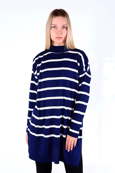 Rays 5415 Model Tunica cu guler cu dungi - Bleumarin