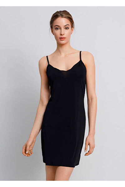 Knitss V Yaka Askılı Siyah Kombinezon