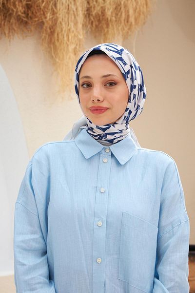 İpekhan Κασκόλ Eva Pattern Navy Blue Powder 1132-03