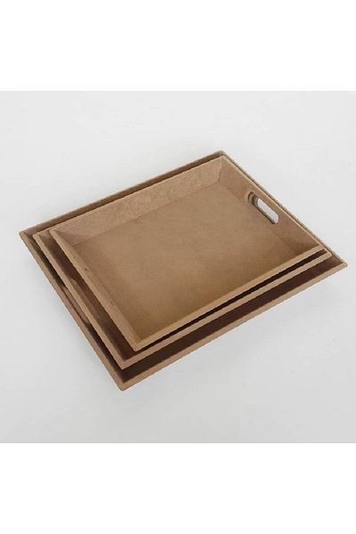 Altınyapı Hobi Market Two Sets of Plain and Figured Trays - Raw Mdf Unpainted