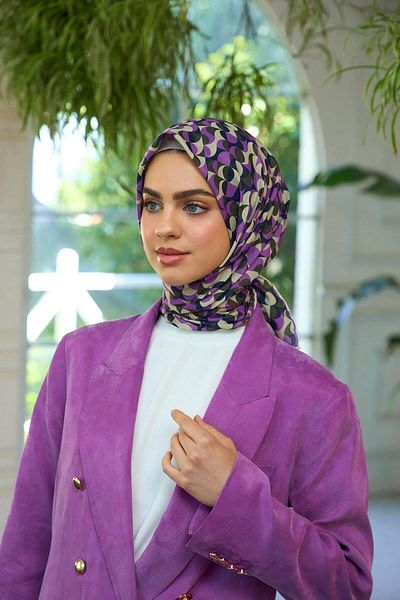 İpekhan Μαλακό κασκόλ Καφέ Μωβ Summer Sparkle Collection - 1185-04