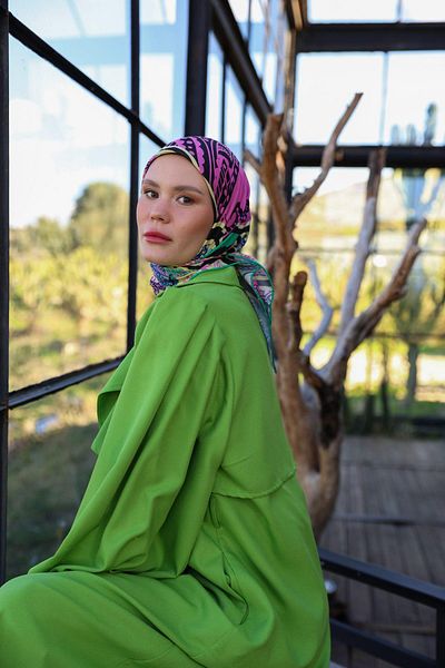 İpekhan Μαλακό κασκόλ Boheme Collection Ροζ Πράσινο 1172-11