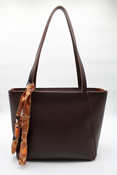 LASSO Geantă de umăr din piele artificială maro pentru femei, cu detaliu de e...