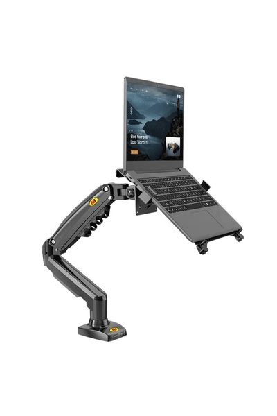 UmoTech NB F80-FP Amortisörlü 10"-17" Uyumlu Laptop Standı - 17-30" Monitör Tutucu 2 si 1 Arada