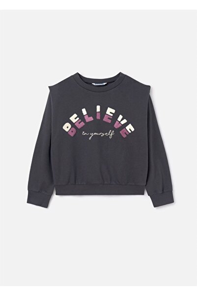 MAYORAL Anthracite Girl's Sweatshirt - Padded, Model 7468