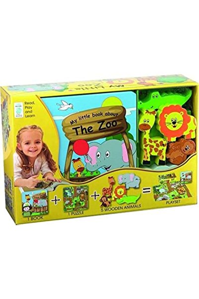 GBS Grantham Book Service My Little Village Zoo Book Wooden Toy & 16Piece Puzzle