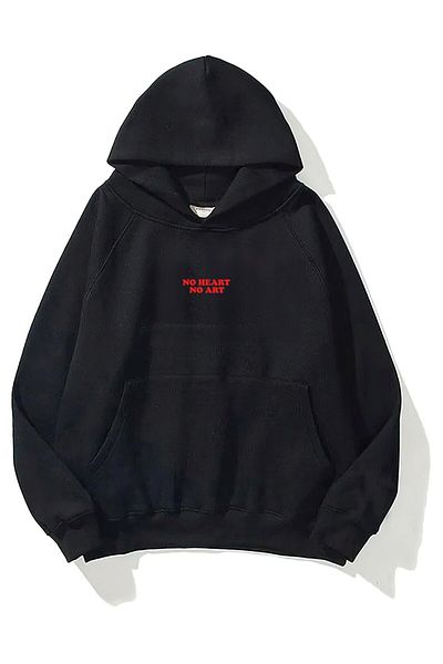 The Champ Clothing Φούτερ με κουκούλα Fleece No Heart No Art Printed Μαύρο Unisex Hoodie φούτερ