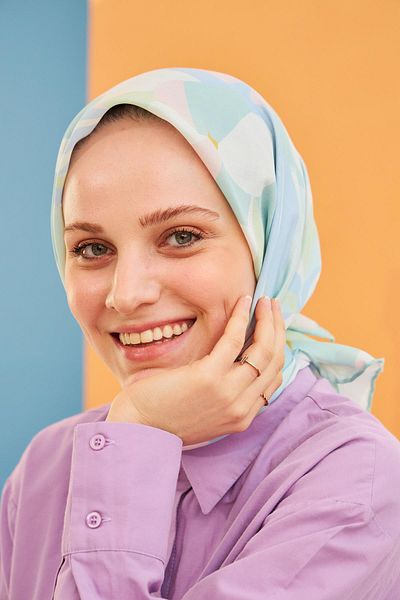 İpekhan Κασκόλ βαμβακερής βισκόζης με μοτίβο Daphne