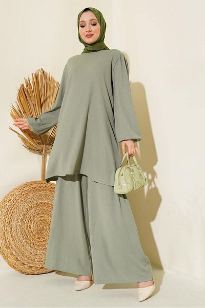 Bigdart Grünes Tunika- und Hosen-Set für Damen – 6663