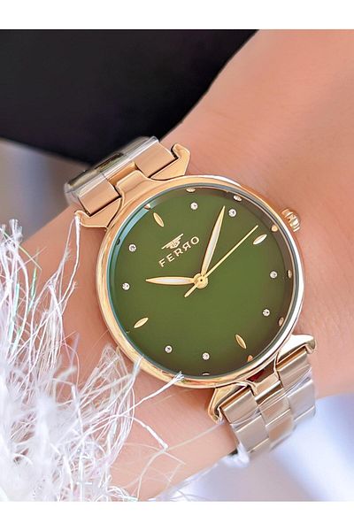 FERRO 3 Atm Water Resistant Ion Coating Women's Wristwatch and Bracelet Set - Efl40115-B6