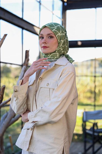 İpekhan Μαλακό κασκόλ Boheme Collection Khaki Green 1175-06