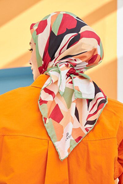 İpekhan Μαύρο βαμβακερό κασκόλ με σχέδιο Daphne