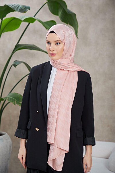 İpekhan Μοτίβο Neo Houndstooth Μεταξένιο Σάλι Ζακάρ Καραμέλα Ροζ 9010-25