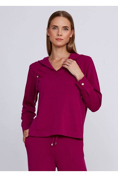 Knitss Tricotaj roz cu glugă din amestec de cașmir