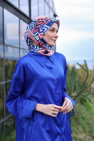 İpekhan LunaLiner Візерунковий м'який шарф помаранчевий темно-синій 1166-01