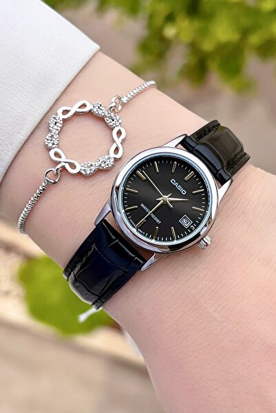 Casio Women's Wristwatch with Case Metallic Cord Black Color 24 Months Warranty