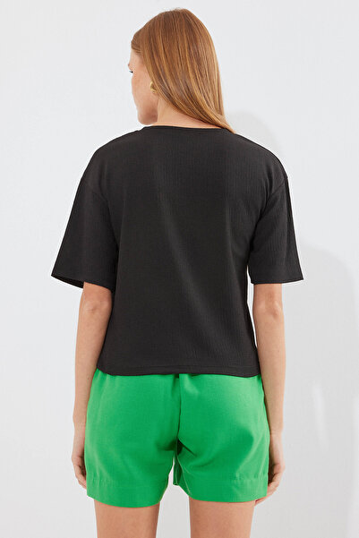 Bigdart 912 Baskılı Örme Basic Tişört - Siyah