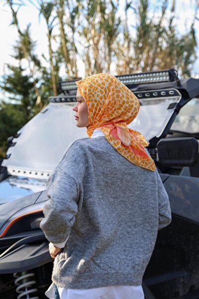 İpekhan NoorKare Desen М'яка шарф помаранчевий 1167-13