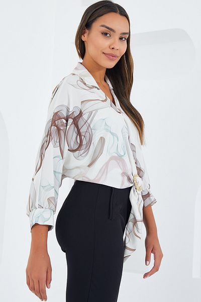Bigdart Γυναικείο πουκάμισο Oversize Draped Crop Satin 906 - Καφέ