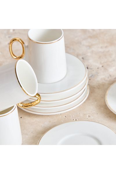 Home Box Renee 12-Piece Espresso Cup and Saucer Set - 100 ml