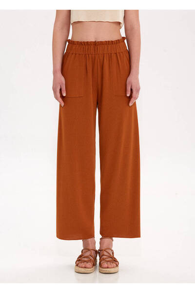 Knitss Paperbag Tarçın Rengi Triko Pantolon