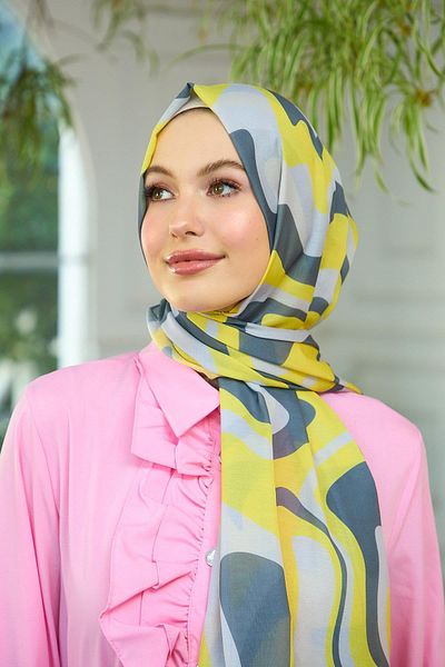 İpekhan Summer Sparkle Collection Μαλακό Σάλι Κίτρινο Σκούρο Γκρι 3044-13