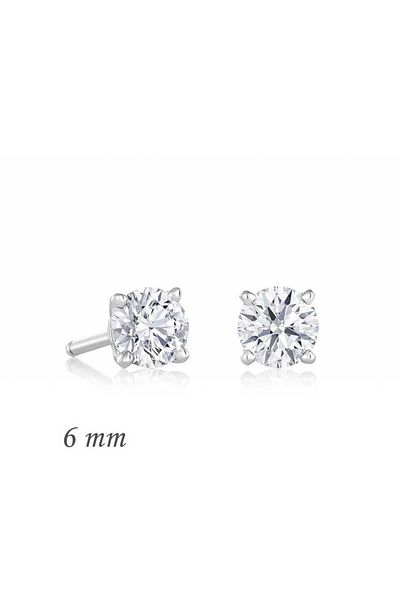 Skygo 6 mm Silver Round Solitaire Zircon Earrings