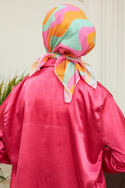 İpekhan Fuchsia Viscose Cotton Twist Scarf