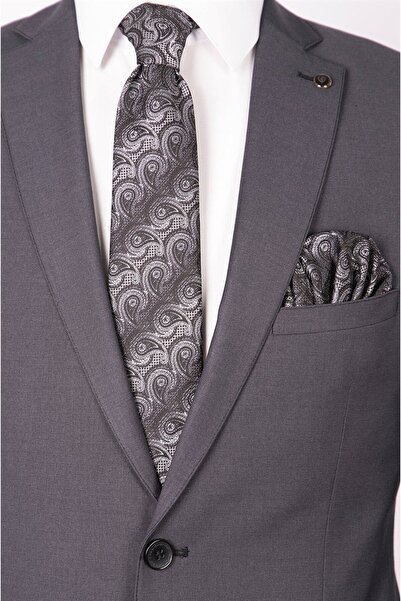 PR PACO ROMANO ART OF FASHİON Men's Slim Fit Mono Collar Smoked Striped Suit