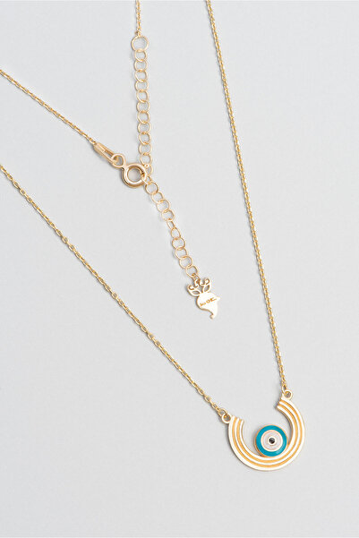 So CHIC... Ra'nın Gözü 18 Ayar Sarı Altın Kaplama 47 Cm Gümüş Şans Kolye