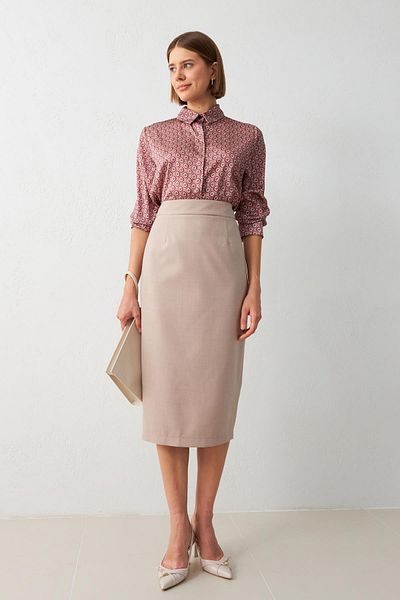 Setre Mink Midi Pencil Skirt with Waist Seat