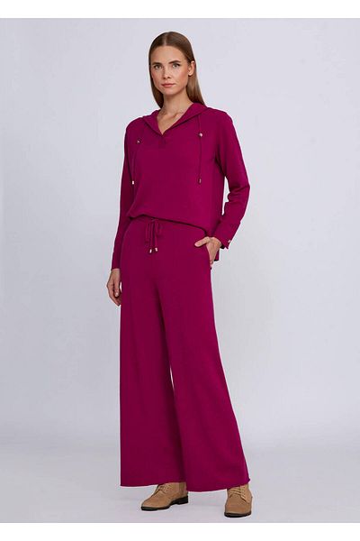 Knitss Pantaloni de tricotaj roz cu șireturi din amestec de cașmir