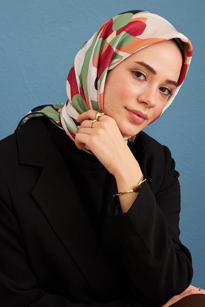 İpekhan Μοντέλο κασκόλ Daphne Burgundy Πράσινο Βαμβακερό Βισκόζη