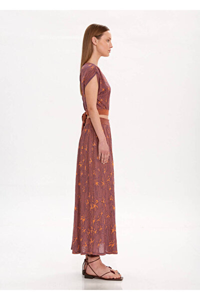 Knitss Fusta tricotată cu model palmier