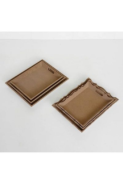 Altınyapı Hobi Market Two Sets of Plain and Figured Trays - Raw Mdf Unpainted