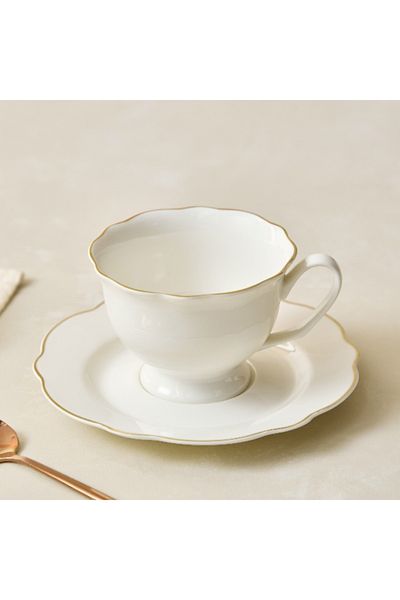 Home Box كوب شاي وطبق عاجي - 220 مل