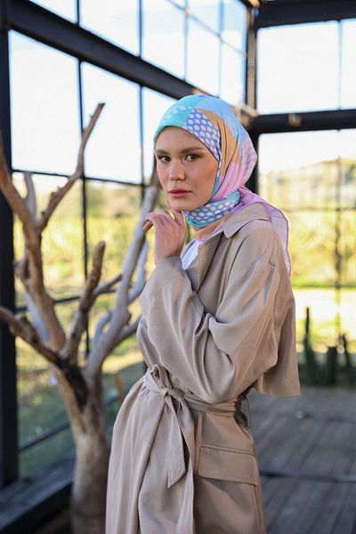 İpekhan Eșarfă Moale Colecția Boheme Baby Blue Pink 1173-05